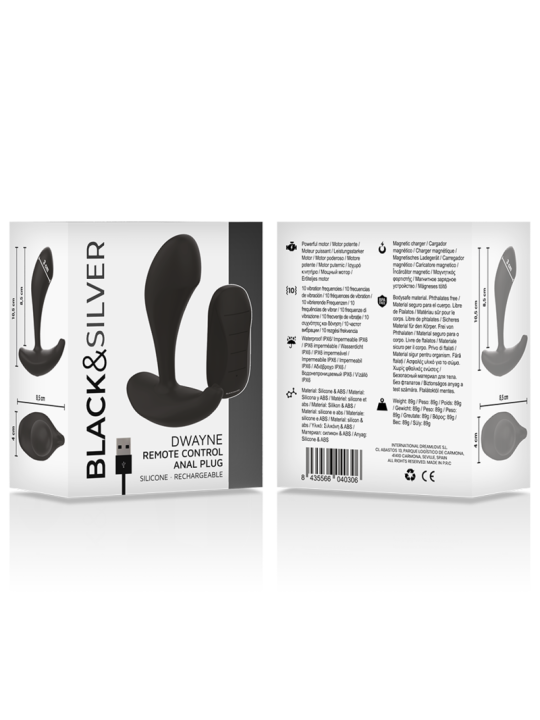 BLACK&SILVER - CONTROLE REMOTO DE SILICONE DWAYNE ANAL PLUG