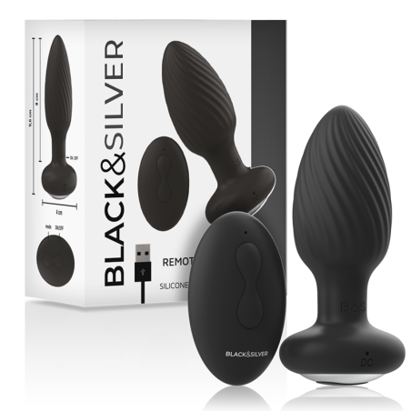 BLACK&SILVER - TELECOMANDO ROTATORE ANALE IN SILICONE CON TAPPO POZZET