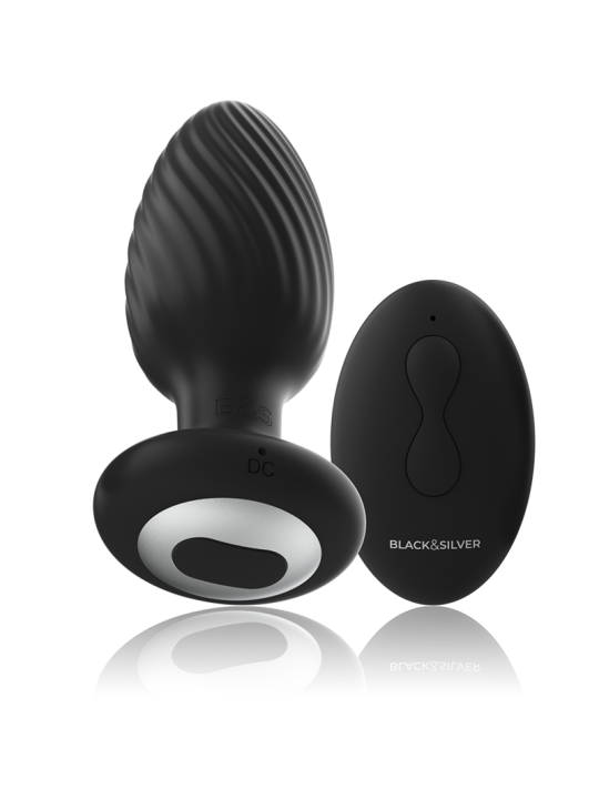 BLACK&SILVER - TELECOMANDO ROTATORE ANALE IN SILICONE CON TAPPO POZZET