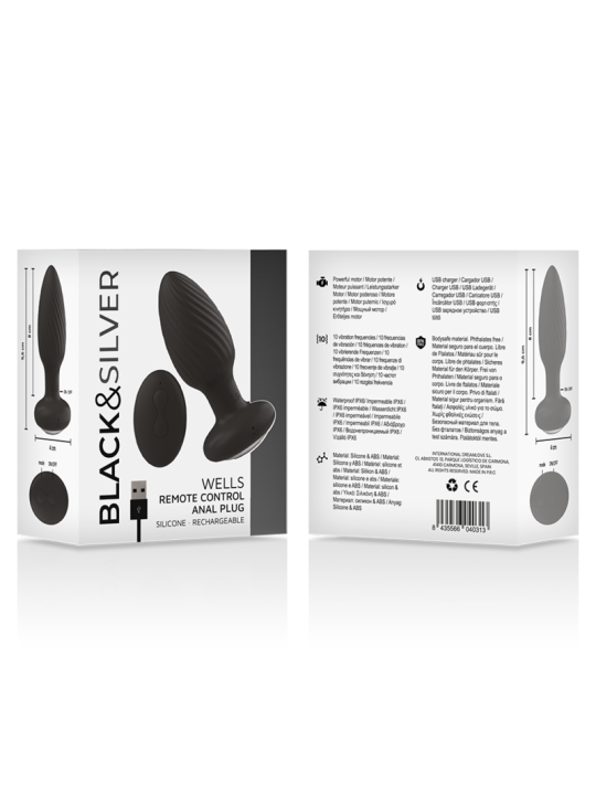 BLACK&SILVER - WELLS PLUG SILIKON ANAL ROTATOR FERNBEDIENUNG