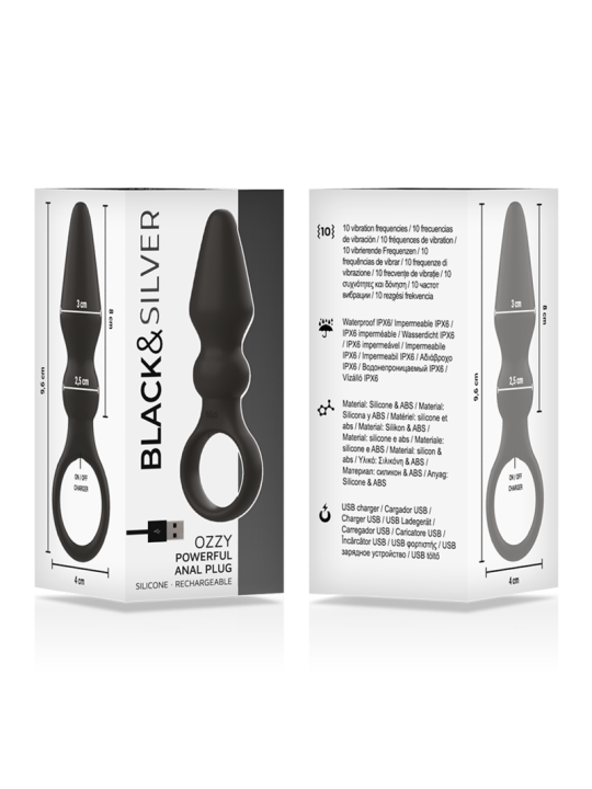 BLACK&SILVER - OZZY POWERFUL SILICONE ANAL PLUG