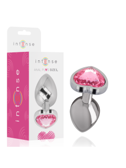 INTENSE - PLUG ANAL EN MÉTAL ALUMINIUM COEUR ROSE TAILLE L