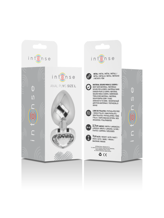 INTENSE - ANALPLUG METALL ALUMINIUM WEISS HERZ GRÖSSE L