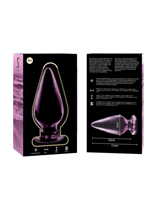 NEBULA SERIES BY IBIZA - MODELLO 4 PLUG ANALE VETRO BOROSILICATO ROSA 
