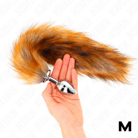 KINK - ANAAL PLUG MAAT M 8 X 3,5 CM MET SYNTHETISCHE STAART 40 CM BRUI