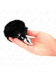 KINK - PLUG AÇO INOXIDÁVEL 7 x 3 CM COM CAUDA DE COELHO PRETA PELE FAL