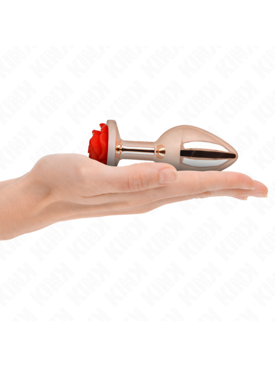 KINK - PLUG ANALE IN ORO ROSA CON ROSA ROSSA L