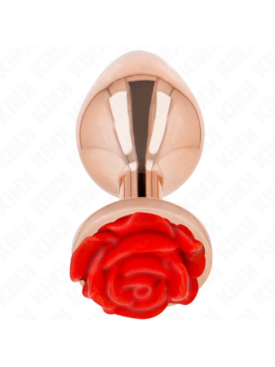 KINK - PLUG ANALE IN ORO ROSA CON ROSA ROSSA L