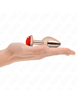 KINK - ROSA GOLDENER ANALSTECKER MIT ROTER ROSE M