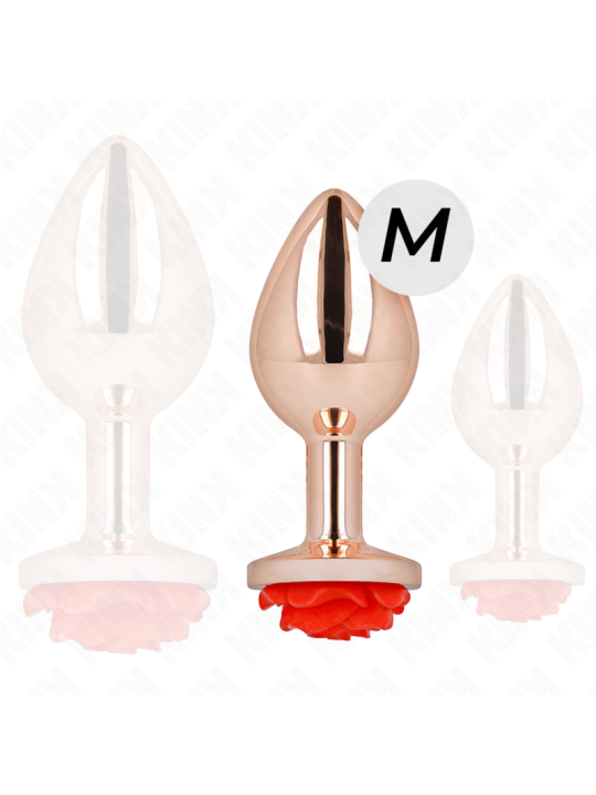 KINK - PINK GOLD ANAL PLUG WITH RED ROSE M