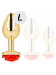 KINK - PLUG ANAL DORADO ROSA ROJA TALLA L