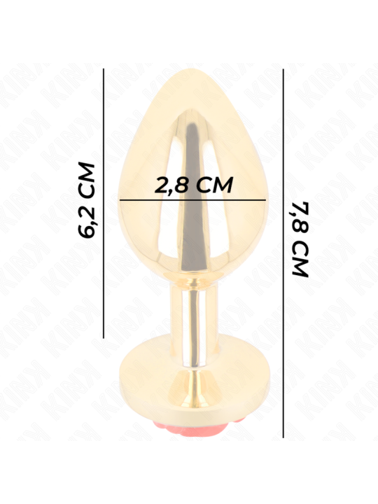 KINK - PLUG ANAL OURO ROSA VERMELHO TAMANHO S
