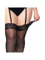 LEG AVENUE - OUTLET - ZWARTE NYLON PANTY MET KANTEN TOP PLUS