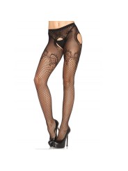 LEG AVENUE - CULOTTE EN ÉLÉGANTE FILET BRODÉ NOIR