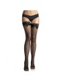 LEG AVENUE - MEDIAS DE REJILLA NEGRA CON DETALLE SUPERIOR DE ENCAJE Y 
