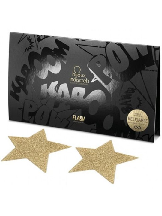 BIJOUX INDISCRETS - FLASH GOLDEN STAR NIPPLE COVERS