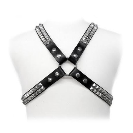 LEATHER BODY - IMBRACATURA CON BORCHIE PIRAMIDALI