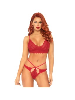 LEG AVENUE - 2-DELIGE SET MET DUBBELE BANDJES TONG M/L ROOD