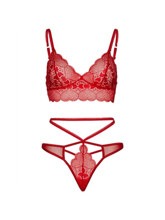 LEG AVENUE - 2-DELIGE SET MET DUBBELE BANDJES TONG M/L ROOD