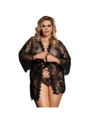 SUBBLIME - QUEEN PLUS LACE PEIGNOIR MANGAS ALARGADAS