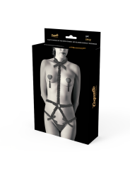 COQUETTE CHIC DESIRE - ELASTIC HARNESS SET AND NIPPLE COVERS BLACK