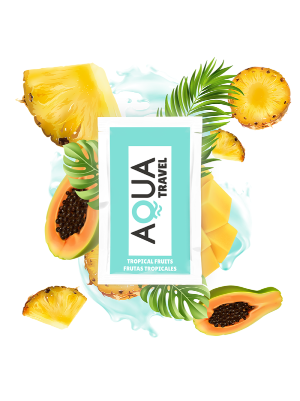 AQUA TRAVEL - LUBRIFICANTE À BASE DE ÁGUA SABOR DE FRUTAS TROPICAIS 6 