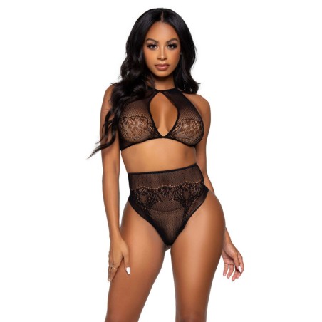 LEG AVENUE - ENSEMBLE DEUX PIÈCES HALTER CROP TOP & THONG CULOTTE TAIL