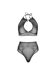 LEG AVENUE - TWO PIECES SET HALTER CROP TOP & THONG PANTY PANTY ONE SI