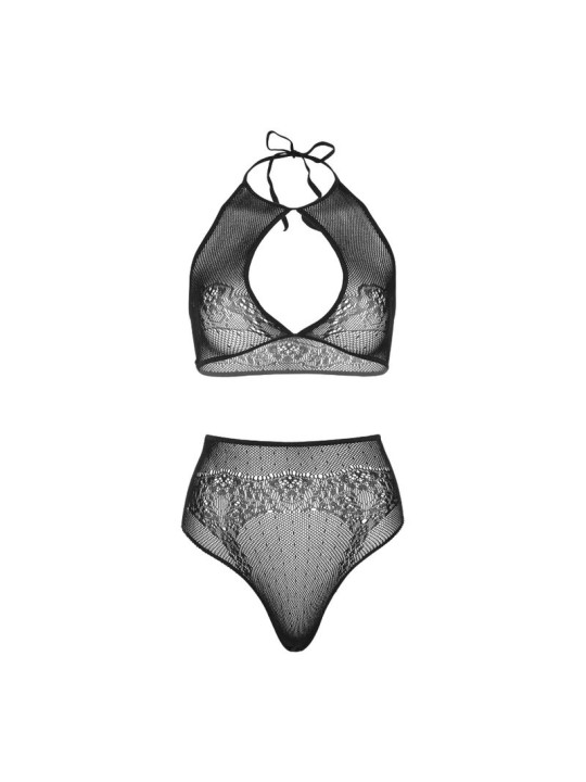 LEG AVENUE - TWO PIECES SET HALTER CROP TOP & THONG PANTY PANTY ONE SI