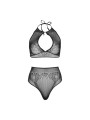 LEG AVENUE - CONJUNTO DE DUAS PEAS HALTER CROP TOP E THONG PANTY PANTY