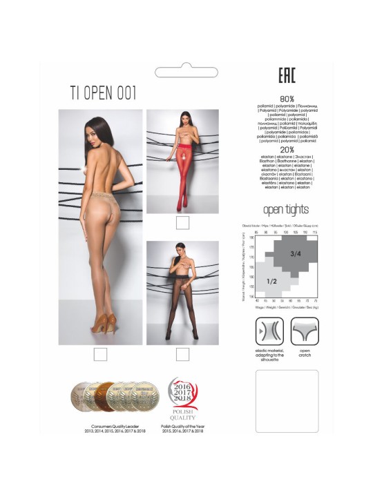 PASSION - TIOPEN 001 ROTE STRUMPFHOSE 1/2 20 DEN