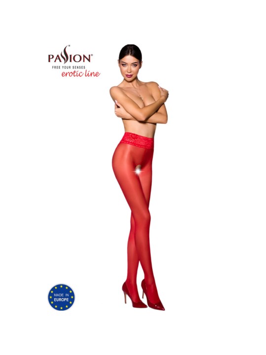 PASSION - TIOPEN 008 ROTE STRUMPFHOSE 3/4 30 DEN