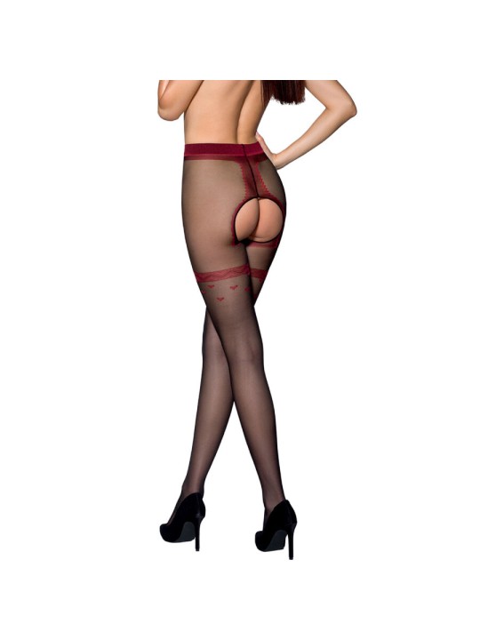 PASSION - TIOPEN 019 ZWART/ROOD 1/2 20 DEN PANTY