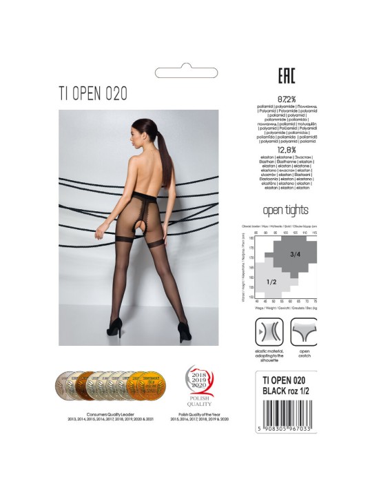 PASSION - TIOPEN 020 SCHWARZE STRUMPFHOSE 3/4 20 DEN