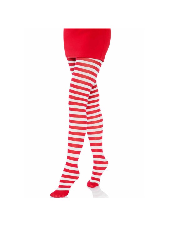 LEG AVENUE - COLLANTS RAYURES BLANC/ROUGE