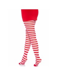 LEG AVENUE - COLLANTS RAYURES BLANC/ROUGE