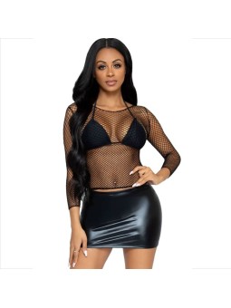 LEG AVENUE - NETZ LANGARM T-SHIRT SCHWARZ