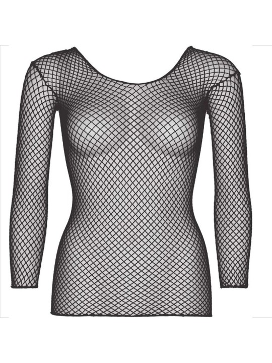 LEG AVENUE - ROOD T-SHIRT MET LANGE MOUWEN ZWART
