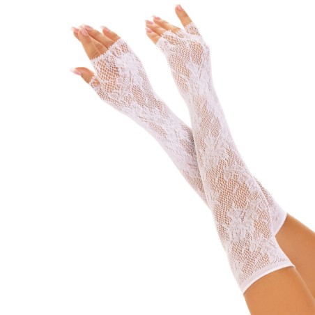 LEG AVENUE - WITTE BLOEMENNET VINGERLOZE HANDSCHOENEN