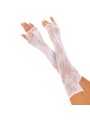 LEG AVENUE - FLORAL NETWORK FINGERLOSE HANDSCHUHE WEISS