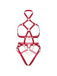 LEG AVENUE - HEART BODY HARNESS RED S