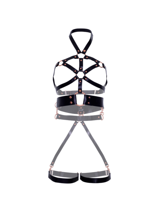LEG AVENUE - ARNÊS DE CORPO DE COURO VEGANO PRETO M
