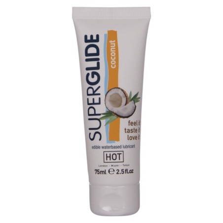 HOT - SUPERGLIDE ESSBARES GLEITMITTEL AUF WASSERBASIS, KOKOSNUSS, 75 M