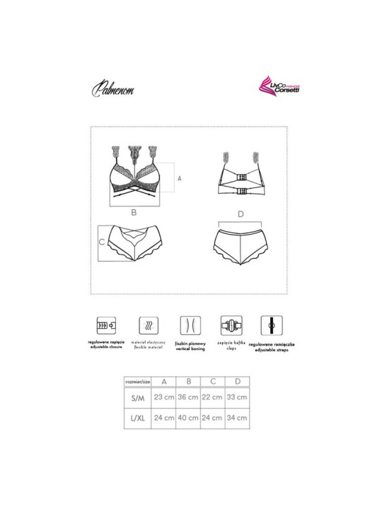 LIVCO CORSETTI FASHION - PALMENOM LC 90614 BH + PANTY ZWART L/XL