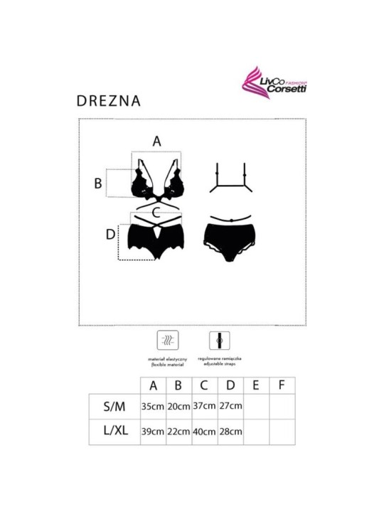 LIVCO CORSETTI FASHION - DREZNA LC 90733 BH + PANTY ZWART S/M