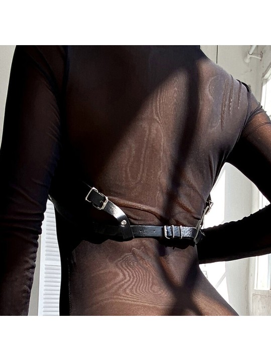 SUBBLIME - HARNAIS POITRINE EN CUIR NOIR TAILLE UNIQUE