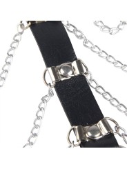 SUBBLIME - ZWARTE LEDEREN KETTING BORSTHARNESS ONE SIZE