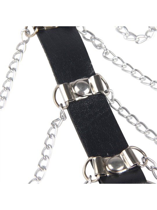 SUBBLIME - CHEST HARNESS LEATHER CHAINS BLACK ONE SIZE