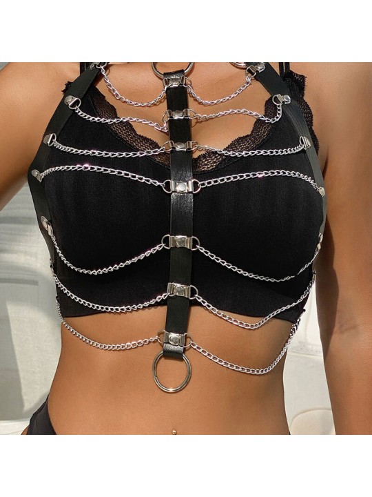 SUBBLIME - CHEST HARNESS LEATHER CHAINS BLACK ONE SIZE