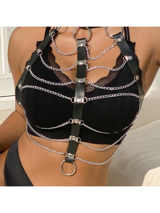 SUBBLIME - CHEST HARNESS LEATHER CHAINS BLACK ONE SIZE